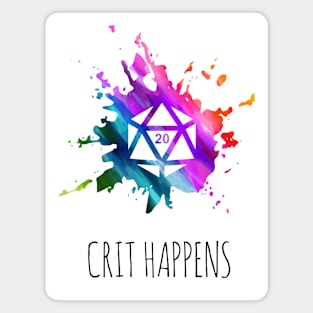 Crit Happens - rainbow & black - LGBTQ+ ttrpg dice Magnet